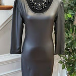 Swoon Boutique Swoon Women's Solid Black Polyester Scoop Neck Long Sleeve Knee Length Dress M Photo 0