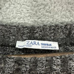 Zara trafaluc sweater womens medium gray balloon sleeve ribbed knit oversized Photo 1