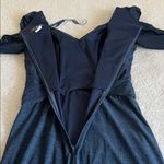 La Femme La‎ Femme Navy Draped Evening Gown Long Sleeve Size 4 Photo 5