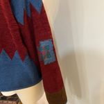 Vintage Koret City Blues Patchwork Southwestern Knit Boho Cardigan Sweater M Blue Size M Photo 8