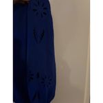 Hawthorn Blue V Neck 3/4 Sleeve Laser Cut Detail Blouse Women Large Photo 7