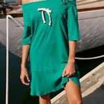 Free People  Beach GEMMA Size Medium Cadmium Green Off-Shoulder Mini Dress Boho Photo 0