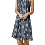 Joie  Dress Womens L Thelen Baltic Swing Trapeze Chiffon High Neck Lined Blue Photo 15