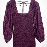 Free People  Smock It To Me Mini Dress Puff Sleeve Plum Floral Size XS NEW Photo 3