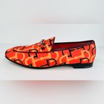 Gucci Jordaan Horsebit Logo Print Orange Fabric Flat Barbie Loafers Size EU 39.5 Photo 2