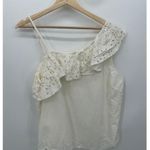 Old Navy  Womens Top OneShoulder Ruffle Trim Size XL Cream Cotton Linen Summer Photo 0