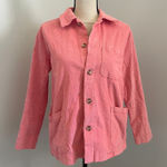 FRNCH Corduroy Chore Coat sz XS Pink Button Up Shacket Jacket Utility Soft Girl Photo 0