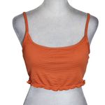 Aerie Orange Cropped Bikini Top NWT Size Medium Orange Textured Swim Top Photo 0