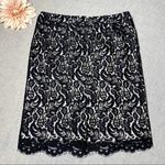 White House | Black Market Black Lace Scalloped Edge Straight Pencil Skirt Size 8 Photo 6