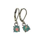 Opal Drop Earrings Silver BlueGreen Pink Shine Sparkle Beautiful Slivertone Photo 0