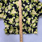 Mango Floral Crop Top Long Sleeve Blouse Black Yellow Green Size S Photo 4