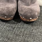 UGG  Kaylee Grey Suede Mule Slip On Wooden Clogs Stud Heels Women’s Size 8 Photo 3