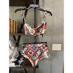 Juan De Dios San Miguel Tank Bikini High Rise Bottoms Terracotta Mosaic Womens S Pink Size XS Photo 2