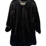 Fever Womens Faux Fur Coat Round Neck Long Sleeves Black Size XL NWT One Snap Photo 0