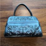 vintage tooled leather doctor bag floral Black Photo 1