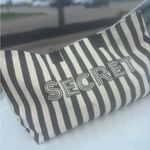NWT Victoria’s Secret Black and White Striped Tote Bag and Makeup Bag! Photo 6