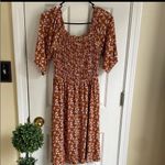 Chic Boho, Western Floral Midi Dress in Brown Size L Photo 3