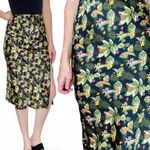 Blue Rain Francesca’s Cecelia Floral Tropical Satin Midi Slit Skirt Photo 2