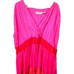 DENIM 24/7 | 26W Tiered Maxi Dress Ruffle Pink Red Tank Sleeveless Long Flowey Photo 3