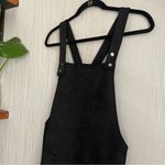 Forever 21  Black Faux Suede Overall Mini Dress Size Medium Photo 5