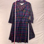 Gretchen Scott Tartan Plaid Shirt Dress Green Small Photo 13