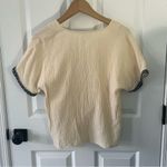 THML  cream gauzy button down up and tie front top short sleeve size large Photo 4