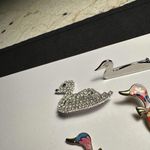 Lot Of 4 Bird Metal Brooch Pins Ducks 1 Is Rhinestone Photo 5