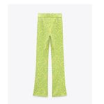ZARA NWT  HIGH RISE FLARED JACQUARD PANTS  GREEN Photo 5