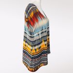 One World Ikat Print V-Neck Blouse Multicolor Tribal Style Small Photo 5
