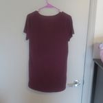 PINK - Victoria's Secret  super soft v-neck short sleeve top with pink on front flowy in burgundy purple and white size small. Photo 5