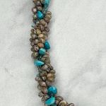 Faux Turquoise Chunky Beaded Tassel Pendant Toggle Necklace Photo 8