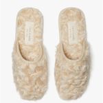 Kate Spade New Dove Fur Slippers Size 6 Ivory Slipon Slides Flats Velvet Photo 1