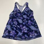 Lands' End  Swim top Tankini Womens Purple Paisley Razorback Built in Bra Size 8 Photo 0