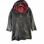 Ubu Reversible Parisian Opera Raincoat Small Black Red iridescent Pleated Hooded Photo 4