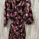 Cabernet Satin Robe Kimono Women's Brown Floral Pasiley Animal Belted Pockets XL Pink Photo 0