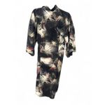 All Saints 4 / S Mono Colada Silk Fan Palm Tropical Floral Kimono Shirt Dress Black Photo 3
