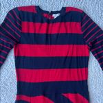 Joie  Ecedra Faux Wrap Stripe Knit Sweater Dress Midnight Blue Cherry Red Small Photo 3