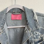 Azalea Wang Skulls Print Cropped Denim Jacket Medium Blue Photo 2