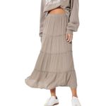 Hollister  Ultra High Rise Tiered Grey Maxi Skirt Size Small Photo 6