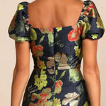 Lulus  Womens HOCO So Stunning Floral Jacquard Puff Sleeve Mini Dress Size M‎ Photo 0
