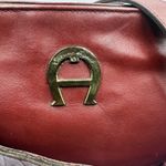 Etienne Aigner 70's Vtg Red/Oxblood Leather Satchel Purse Gold Original Mirror Photo 1