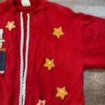 Vintage Ugly Christmas Grandma Sweater Cardigan Holiday Patriotic Stars Large Black Photo 5