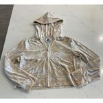 Juicy Couture  Cream‎ and White Zip Up Crop Hoodie Sweatshirt size XL Photo 0