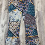 Lilka Patchwork Bohemian Flare Pants Women's Size L Wide Leg Casual Comfort Yellow Size L Photo 0