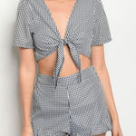 Gingham Two piece Set Tie top and ruffle shorts Photo 2