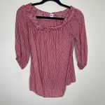 Old Navy  Red Gingham Off Shoulder Top Sz XS Photo 5