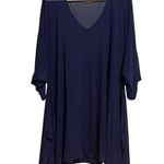 Tommy Bahama One Size Navy Sheer 3/4 Sleeve Swimsuit Coverup V Neck Mini Dress Photo 0