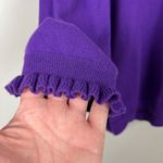 American Living  Sweater Women XL Purple Ruffle V-Neck Knit 3/4 Sleeve Sweatshirt Photo 4