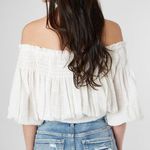 We The Free Women’s Dancing Till Dawn Cropped Top Off-Shoulder Boho in Ivory S Photo 1