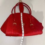 Stauer Red Gold Wheel Turnlock Zipper Handbag Satchel Purse Top Handle Bag Photo 9